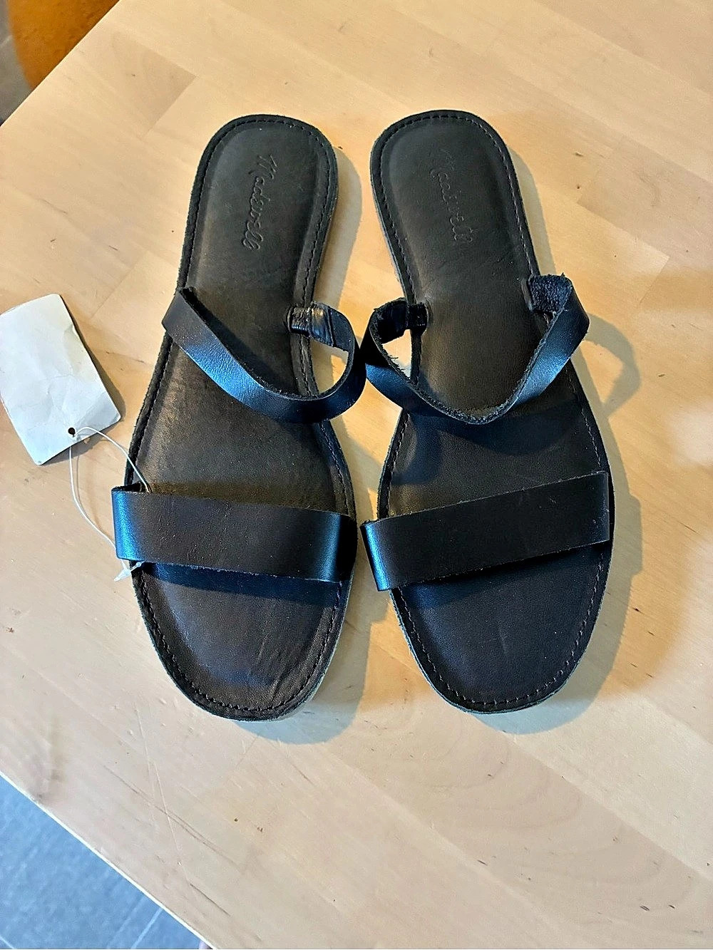 Madewell The Boardwalk Post Slide Sandal Leather Slide Sandals Black US 11 M NWT